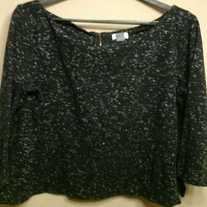 Scooped Neck Black Top with Industrial Zip…